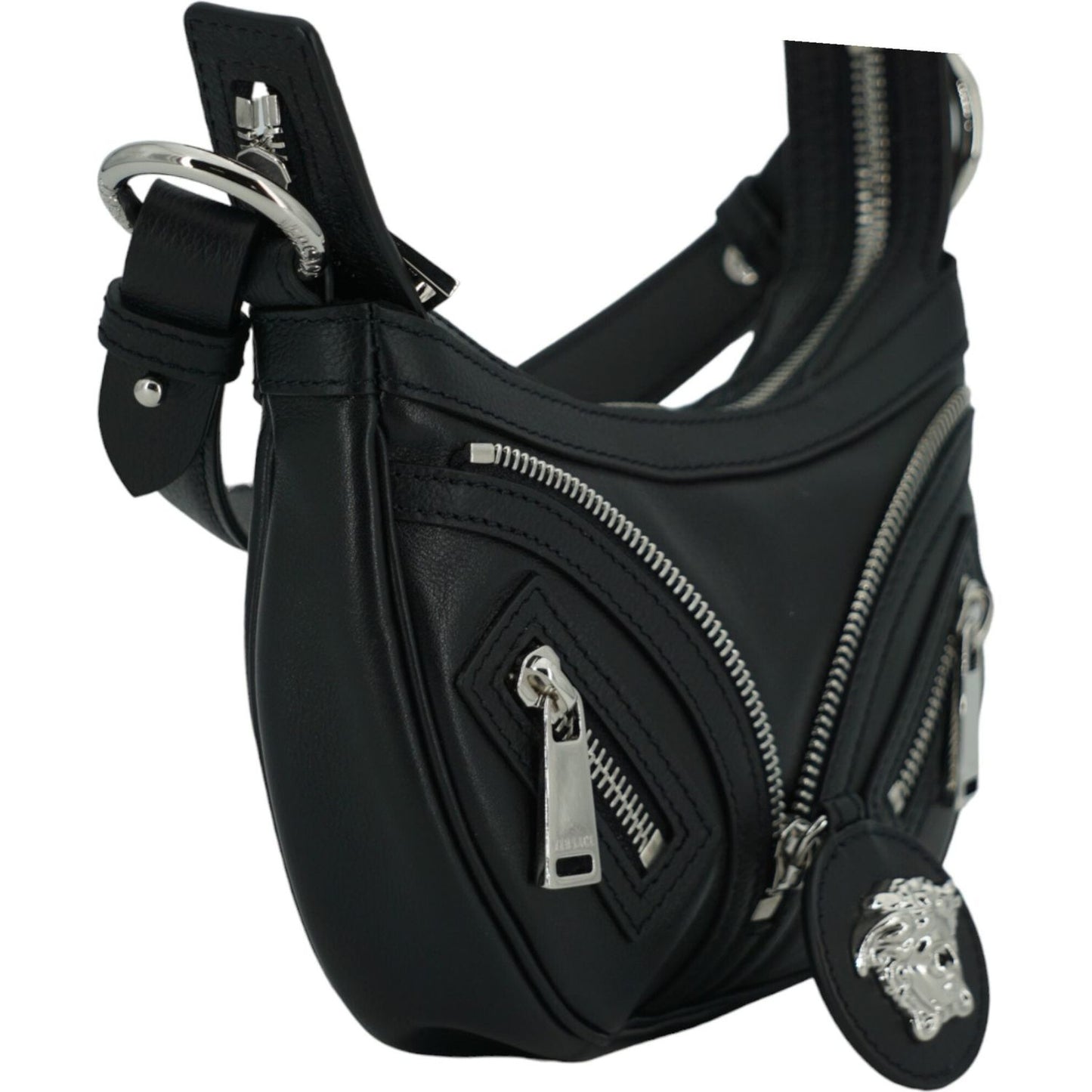 Versace Elegant Black Mini Hobo Shoulder Bag