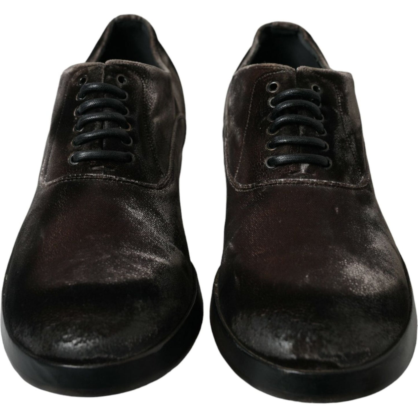 Dolce & Gabbana Brown Velvet Men Lace Up Oxford Dress Shoes