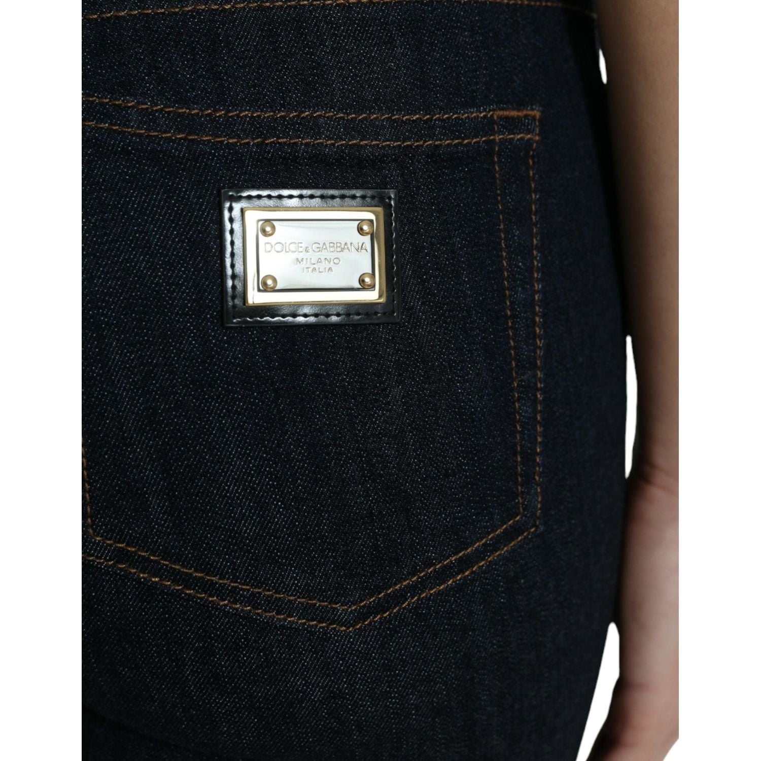 بنطلون جينز مطاطي أنيق بخصر متوسط ​​من دولتشي آند غابانا