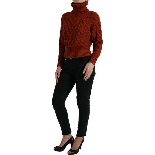 Dolce & Gabbana Brown Wool Knit Turtleneck Pullover Sweater