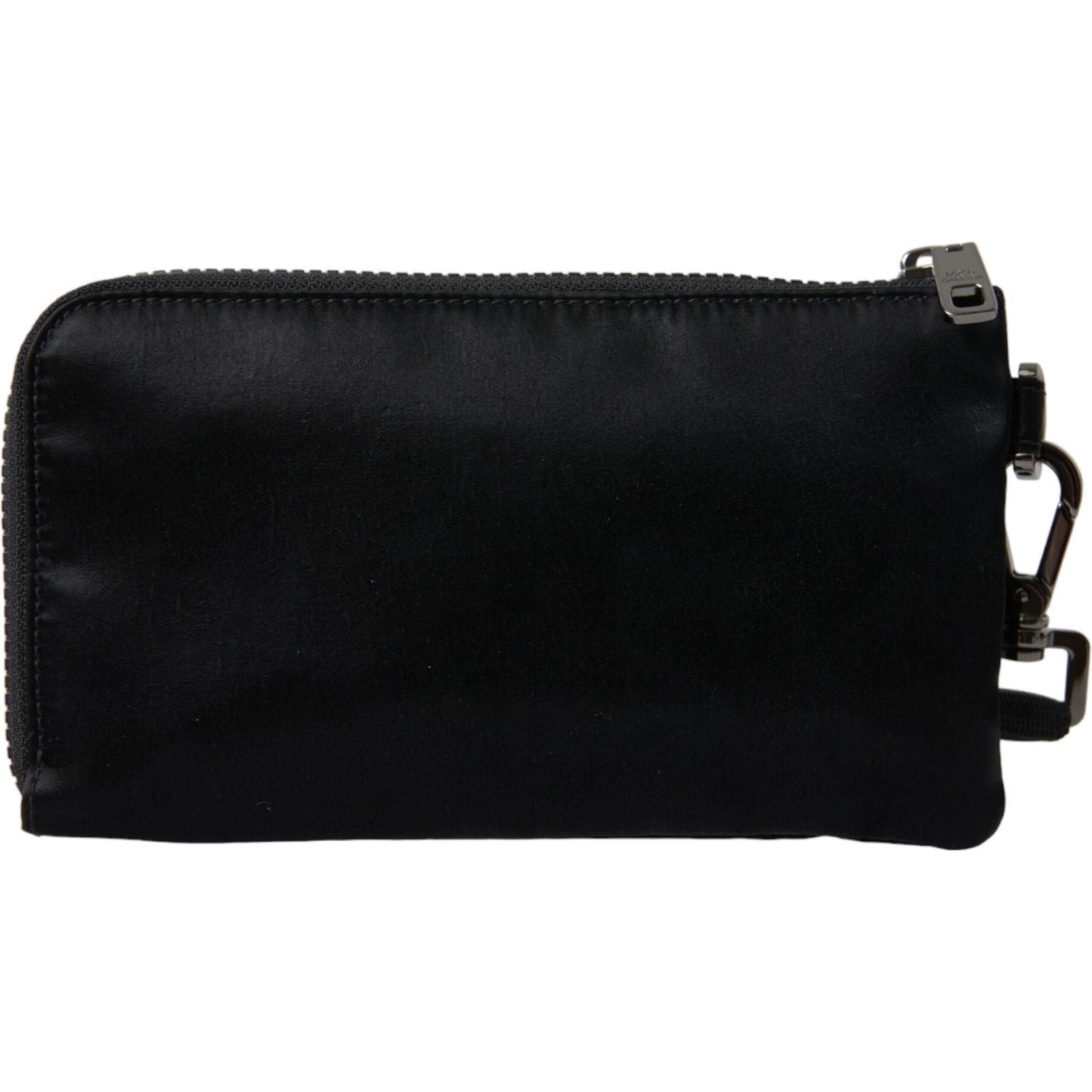 Dolce & Gabbana Black Nylon Logo Plaque Keyring Pouch Clutch Bag