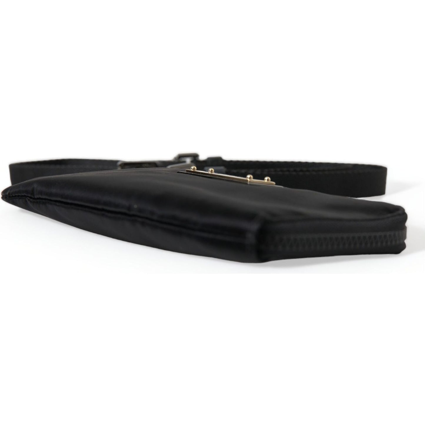Dolce & Gabbana Black Nylon Logo Plaque Keyring Pouch Clutch Bag