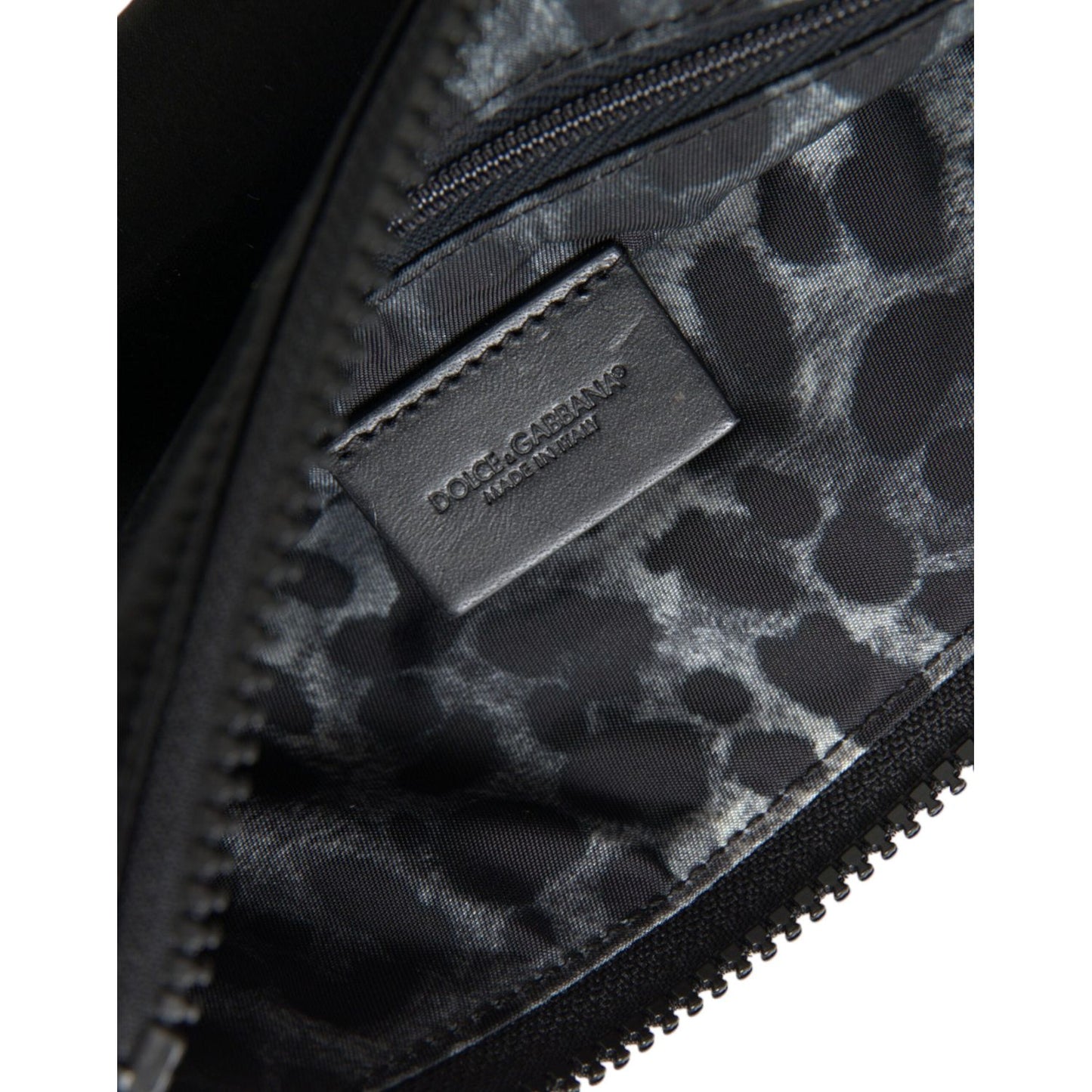 Dolce & Gabbana Black Nylon Logo Plaque Keyring Pouch Clutch Bag