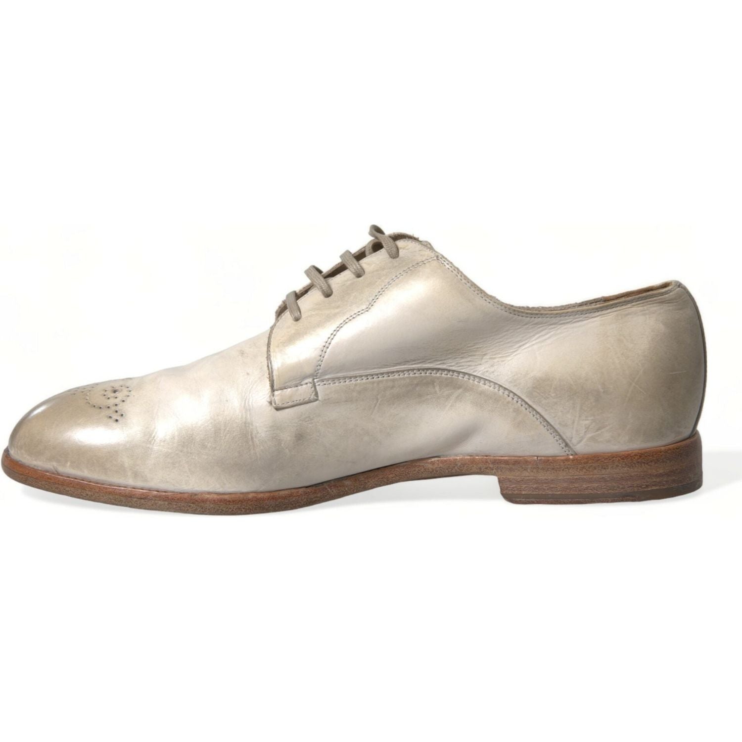 حذاء ديربي أنيق من جلد العجل باللون الأبيض من دولتشي آند غابانا