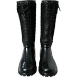Dolce & Gabbana Black Chioggia Rubber Suede Rain Boots Shoes