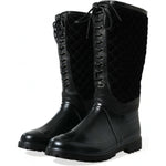 Dolce & Gabbana Black Chioggia Rubber Suede Rain Boots Shoes