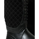 Dolce & Gabbana Black Chioggia Rubber Suede Rain Boots Shoes