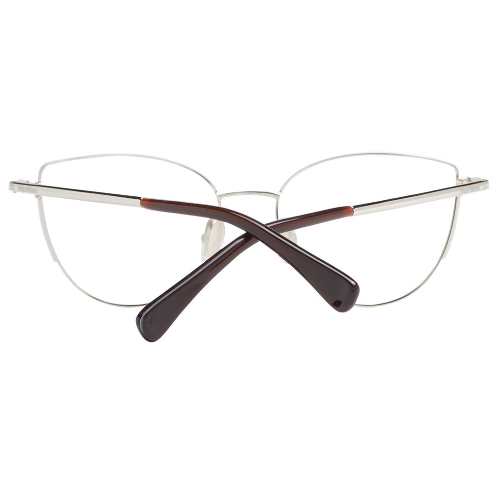 Max Mara Gold Women Glasses Frame with full-rim metal design and demo lenses, cat eye style, size 54-17-135, includes branded case.