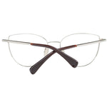 Max Mara Gold Women Glasses Frame with full-rim metal design and demo lenses, cat eye style, size 54-17-135, includes branded case.
