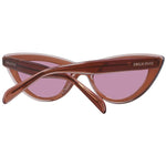Emilio Pucci Brown Women Sunglass with burgundy gradient lenses, cat eye style, full-rim plastic frame, includes branded case.