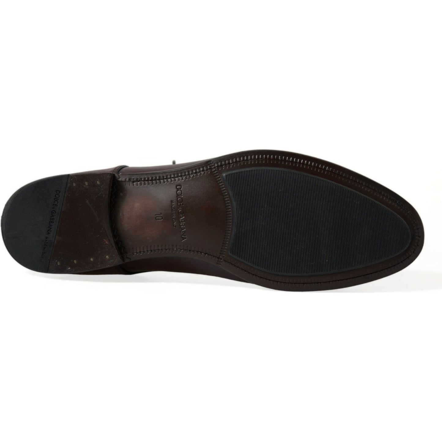 Dolce & Gabbana Bordeaux Leather Men Formal Derby Dress Shoes