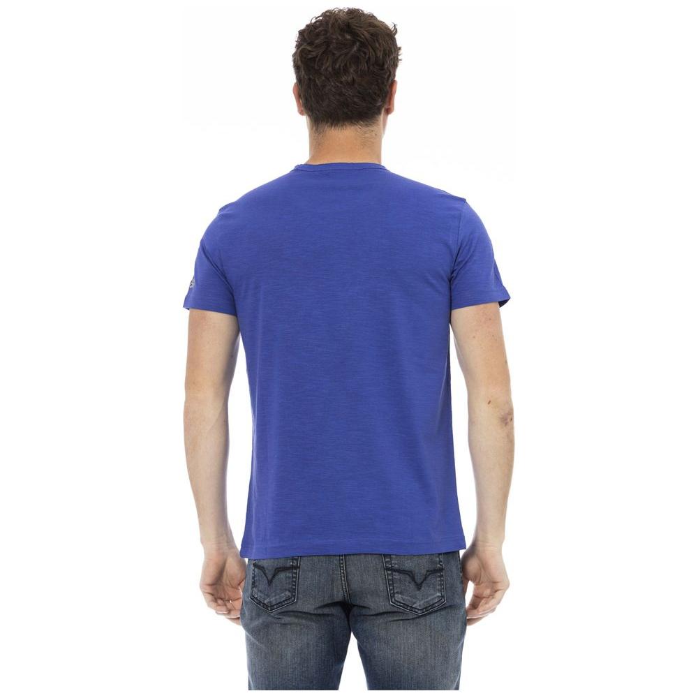تي شيرت رجالي من القطن باللون الأزرق من Trussardi Action