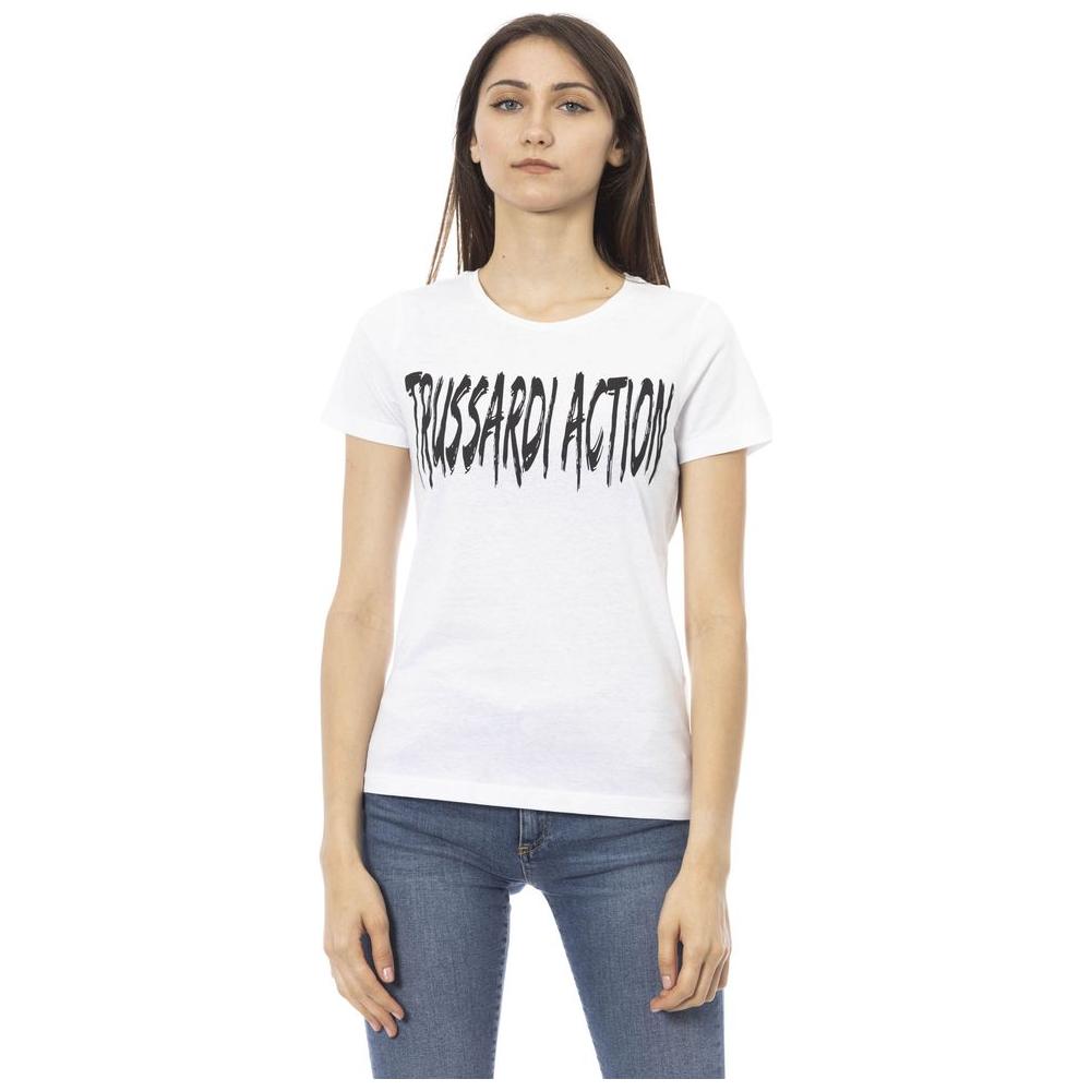 بلوزة نسائية من القطن باللون الأبيض من Trussardi Action
