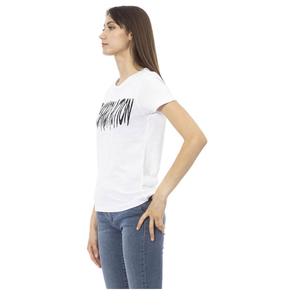 بلوزة نسائية من القطن باللون الأبيض من Trussardi Action