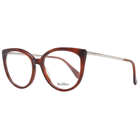 Max Mara Brown Women Glasses Frame with full-rim butterfly design, plastic material, and demo lenses.