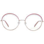 Emilio Pucci Pink Women Glasses Frame in rose color with metal half-rim style, round shape, and demo lenses.