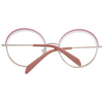 Emilio Pucci Pink Women Glasses Frame in rose color with half-rim metal frame and demo lenses, size 53-21-140, includes branded case.
