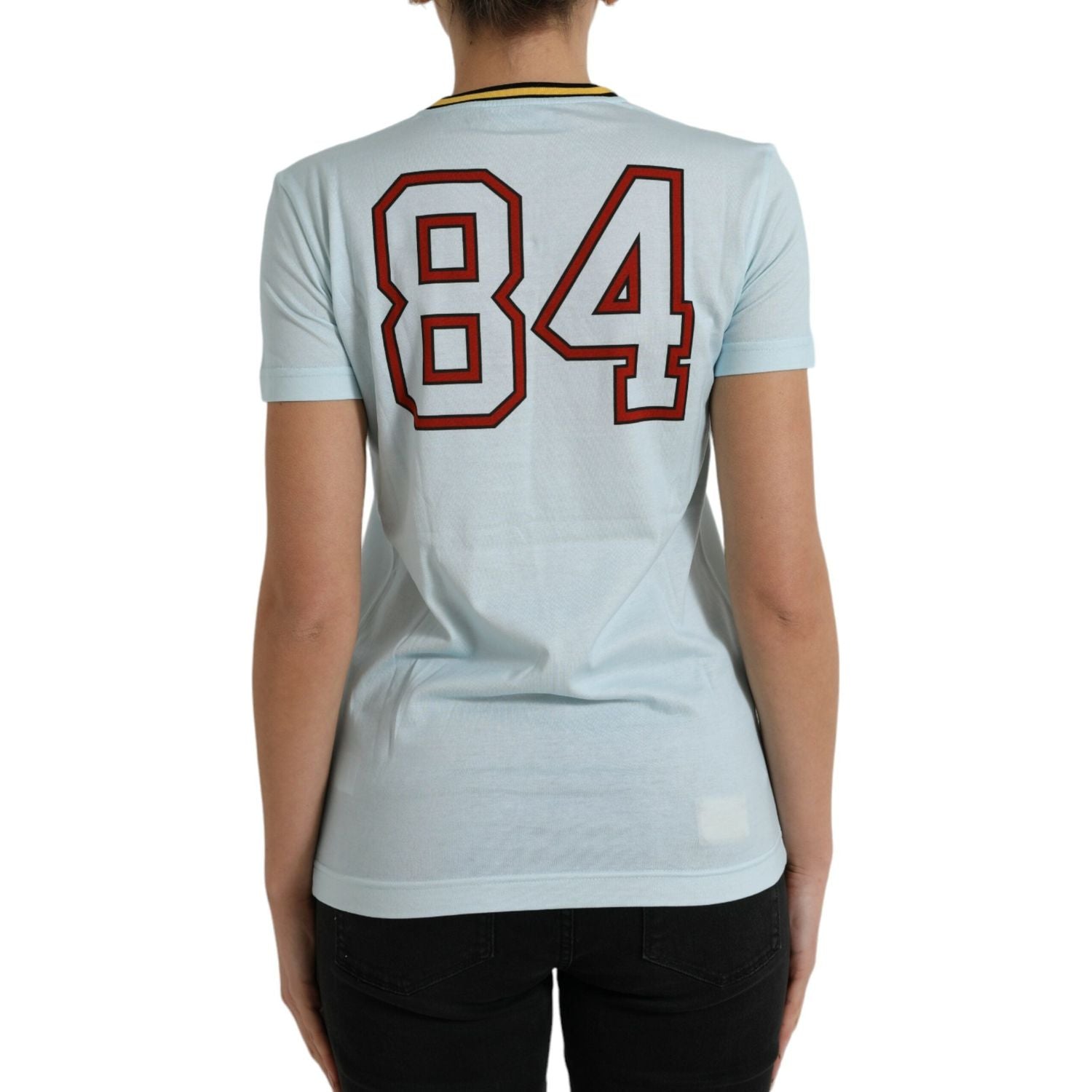 تي شيرت دولتشي آند غابانا الأنيق من القطن باللون الأزرق الفاتح