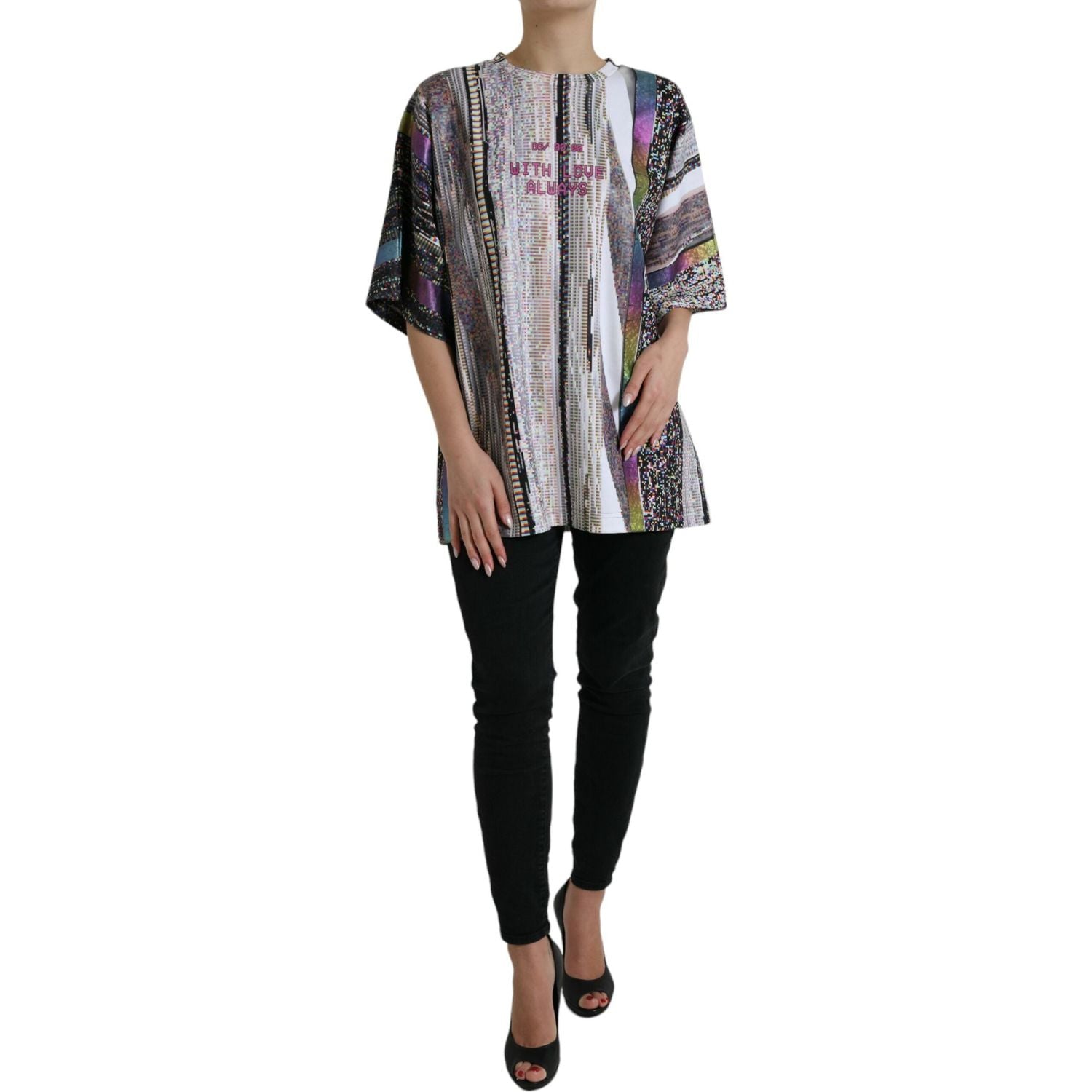 تي شيرت دولتشي آند غابانا متعدد الألوان بياقة دائرية