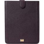 Dolce & Gabbana Elegant Leather Tablet Pouch in Rich Brown Dolce & Gabbana Dark Slate Gray