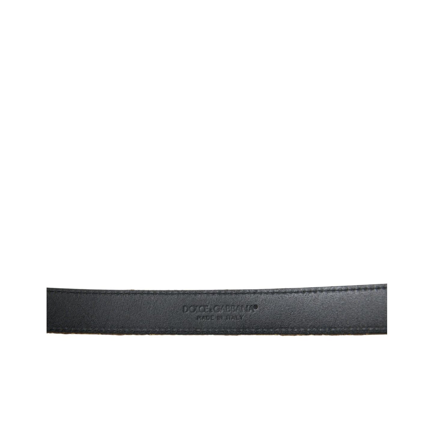 Dolce & Gabbana Gold Leather Jacquard Silver Metal Buckle Belt