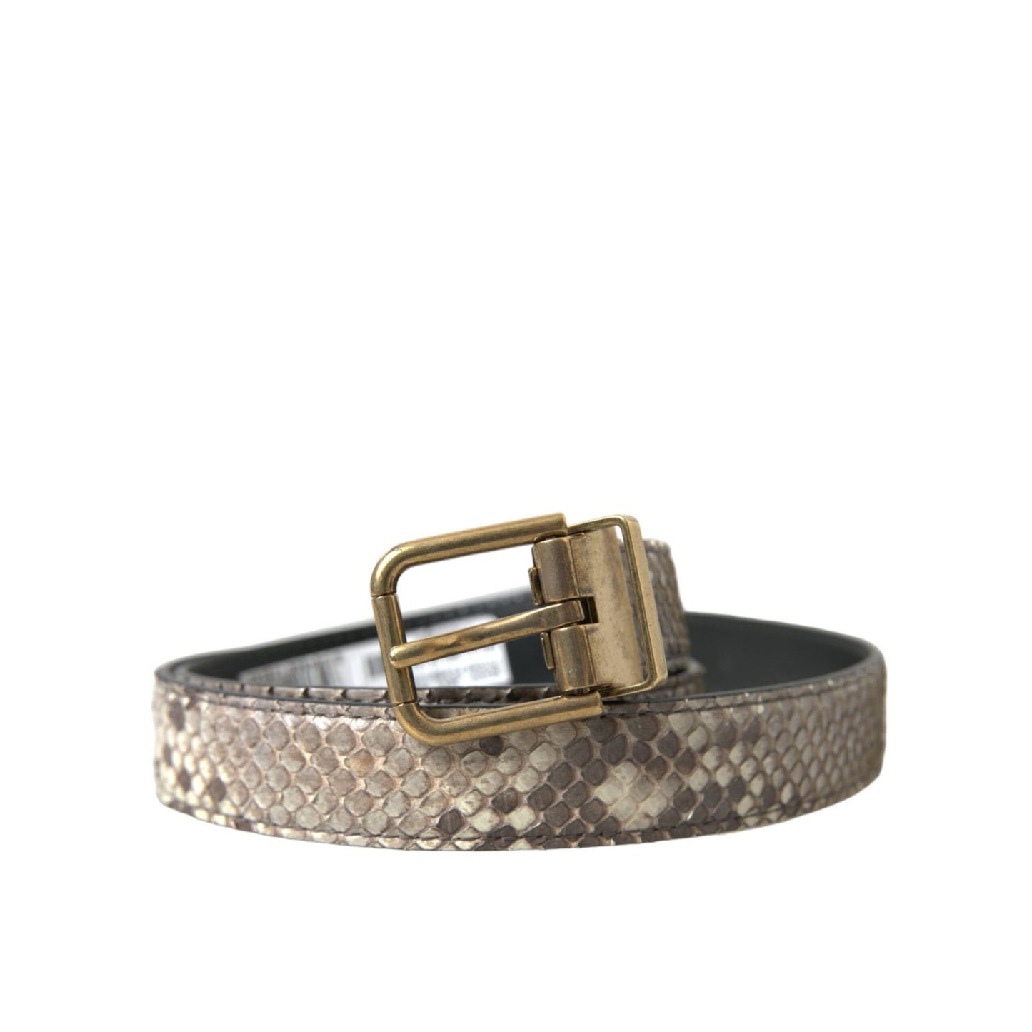 Dolce & Gabbana Brown Python Leather Gold Metal Buckle Belt