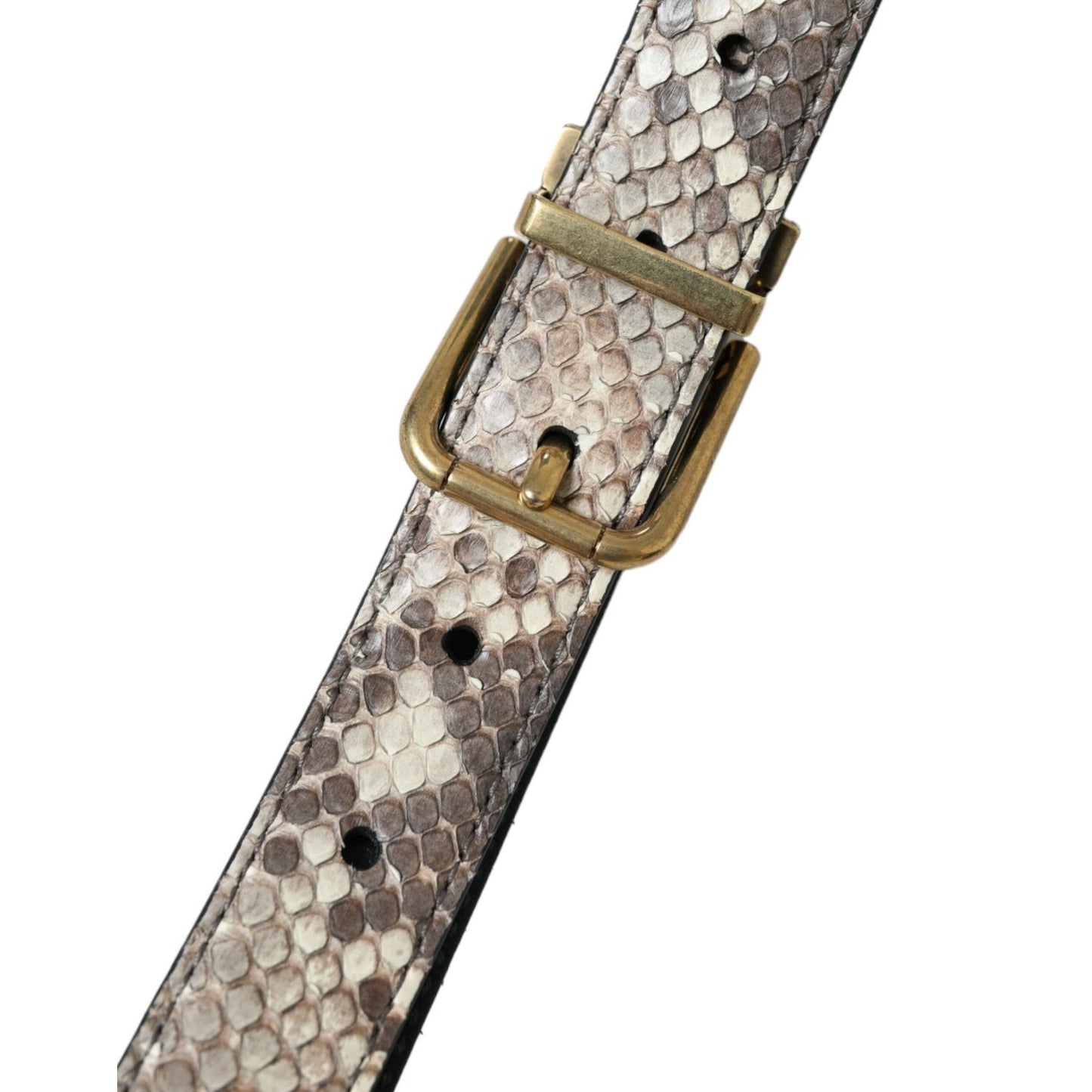 Dolce & Gabbana Brown Python Leather Gold Metal Buckle Belt