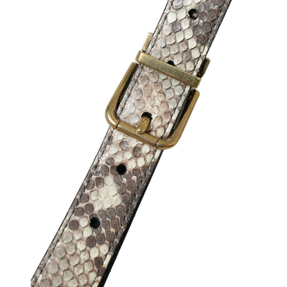 Dolce & Gabbana Brown Python Leather Gold Metal Buckle Belt