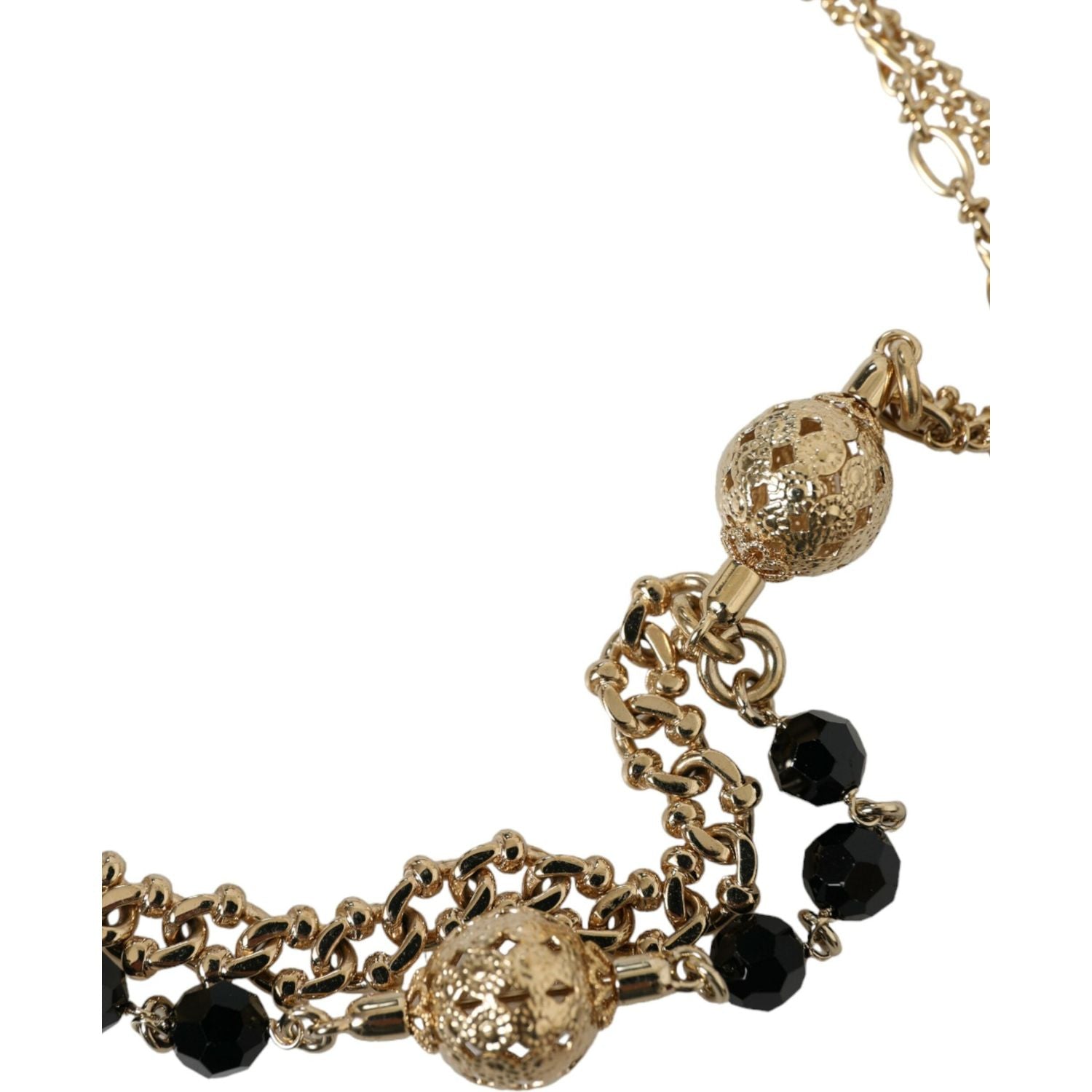Dolce & Gabbana Black Suede Gold Chain Crystal Waist Belt