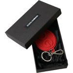 Dolce & Gabbana Red Rubber DG Logo Silver Brass Metal Keyring Keychain SMY101342