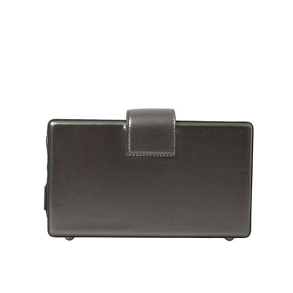 Dolce & Gabbana Metallic Gray Calfskin Leather DG BOX Shoulder Bag