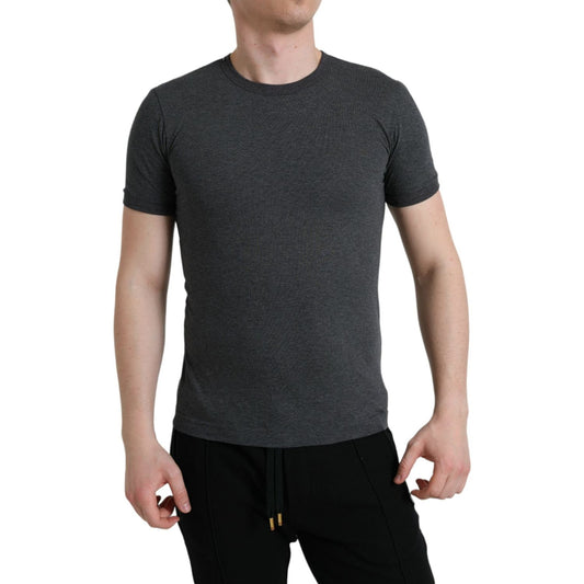 Dolce & Gabbana Dark Gray Cotton Crew Neck T-shirt
