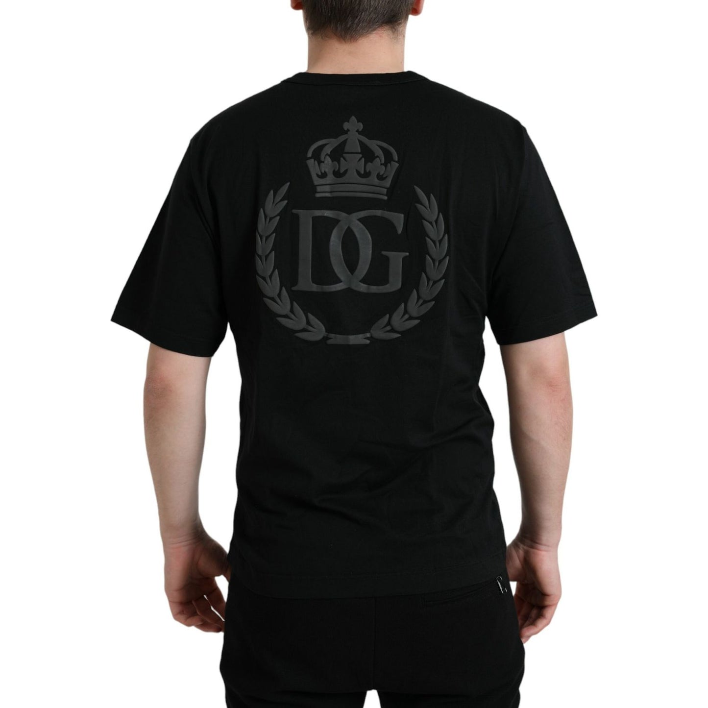 Dolce & Gabbana Black Logo Embossed Crew Neck Short Sleeves T-shirt