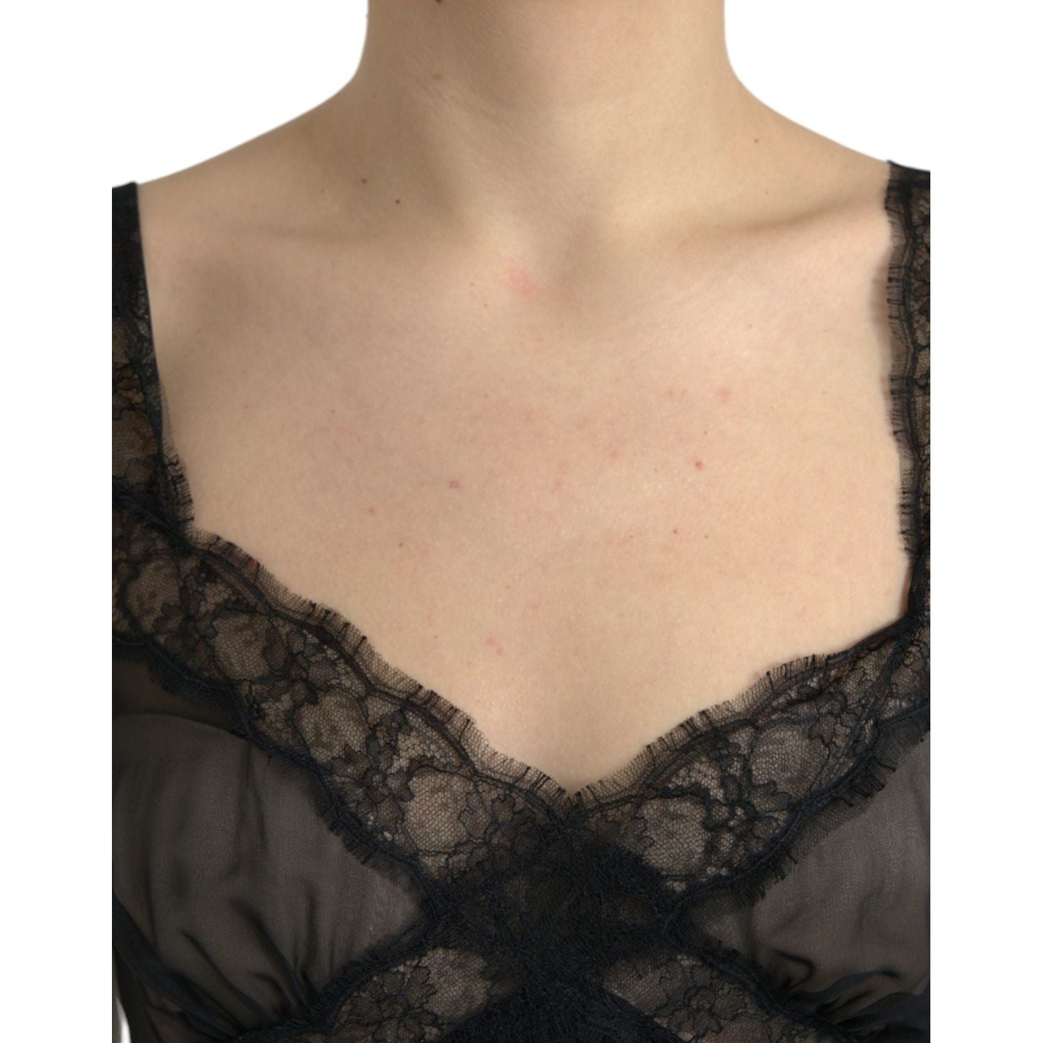 فستان قصير أنيق من مزيج الشيفون والحرير من دولتشي آند غابانا