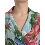 Dolce & Gabbana Blue Floral Wide Leg Wrap Jumpsuit Dress