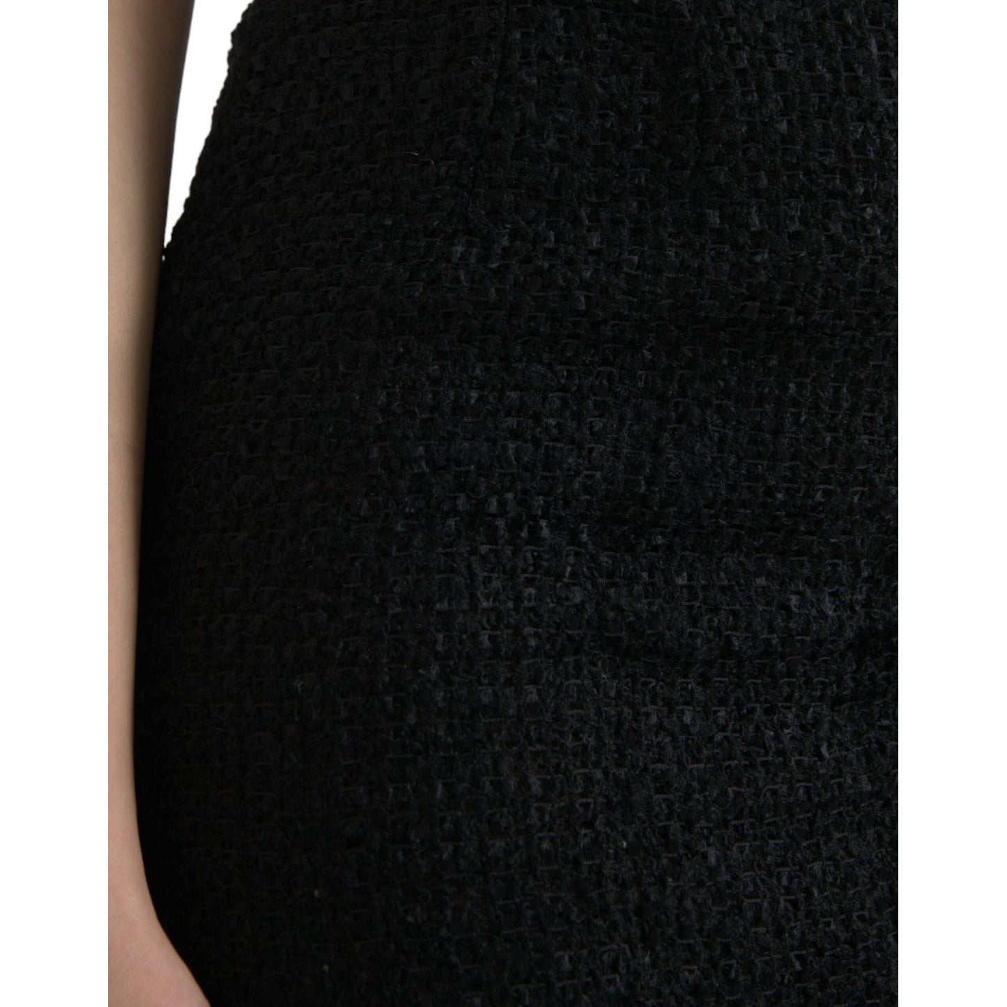 Dolce & Gabbana Black Wool High Waist Pencil Cut Midi Skirt