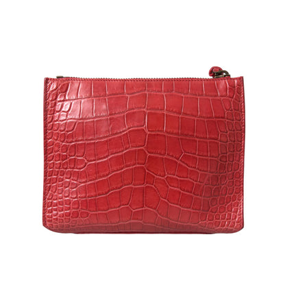 Balenciaga Red Exotic Skin Leather Classic Pouch Purse Wristlet Bag
