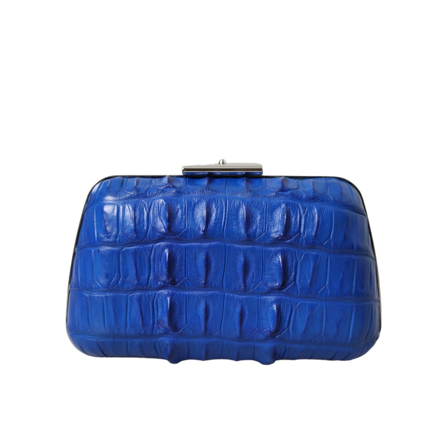 Balenciaga Blue Exotic Skin Leather Shoulder Crossbody Box Clutch Bag