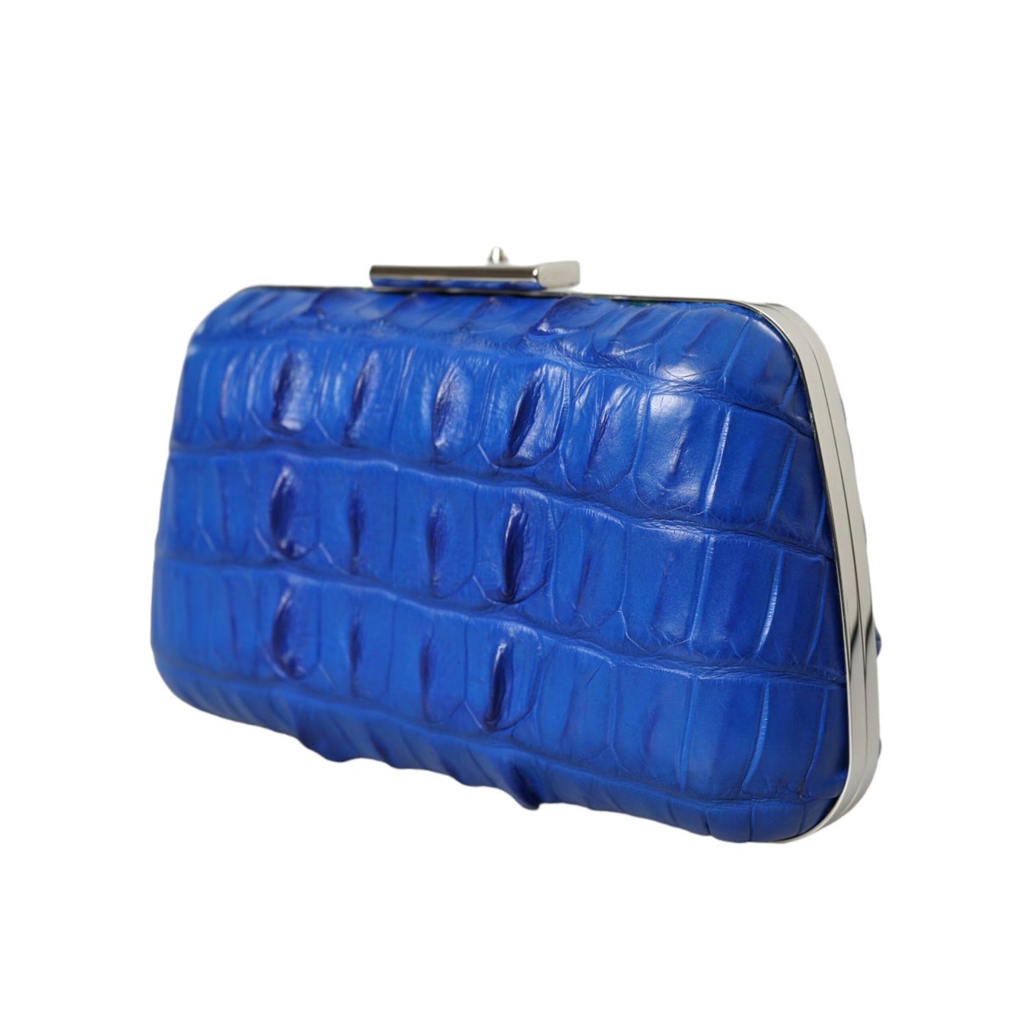 Balenciaga Blue Exotic Skin Leather Shoulder Crossbody Box Clutch Bag