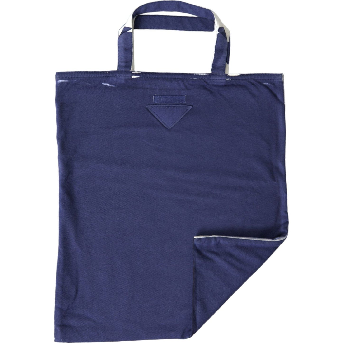 Prada Blue Jersey Fabric Logo Shoulder Shopping Tote Shopping Bag