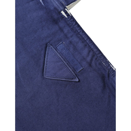 Prada Blue Jersey Fabric Logo Shoulder Shopping Tote Shopping Bag