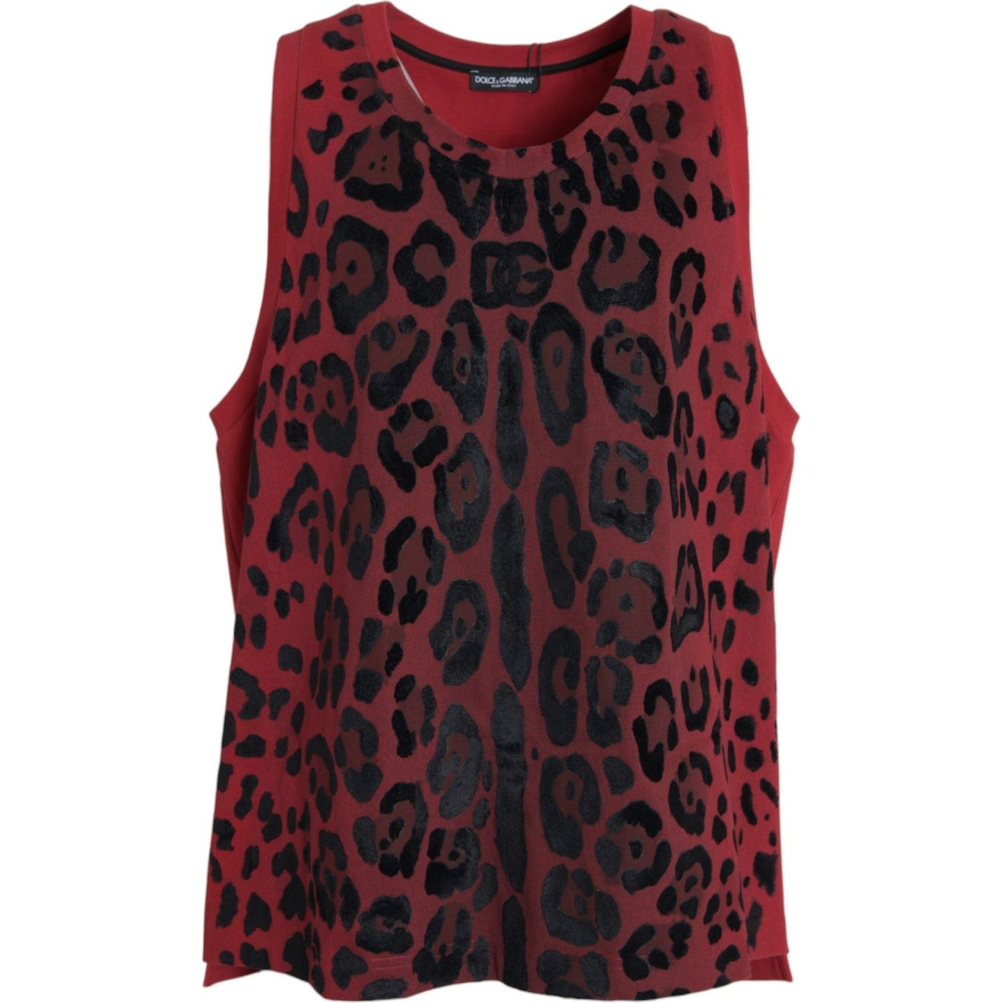 Dolce & Gabbana Red Leopard Print Sleeveless Tank T-shirt TSH85085-54