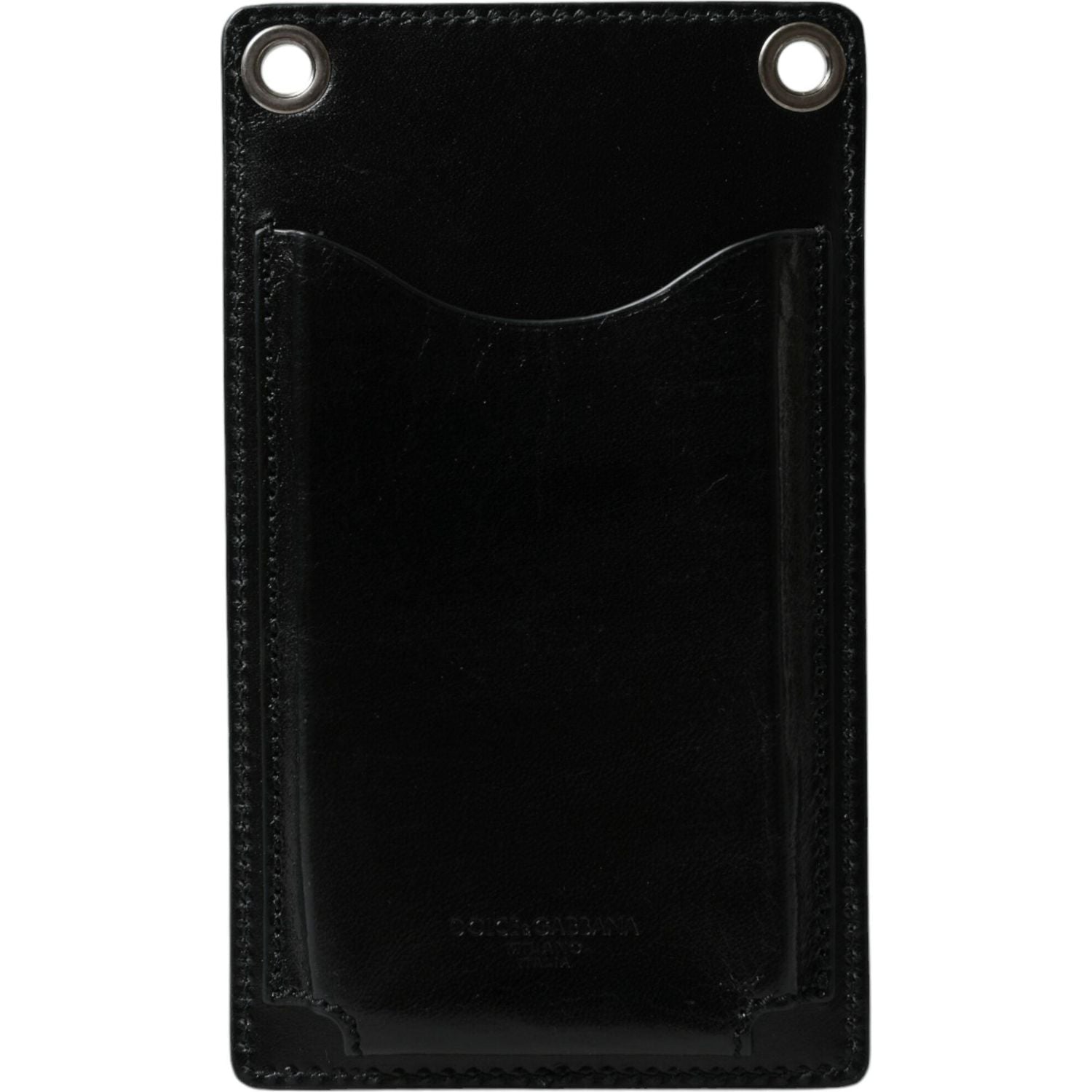 Dolce & Gabbana Wallet Black Horse Leather Zip Logo Cross Body Phone Slot