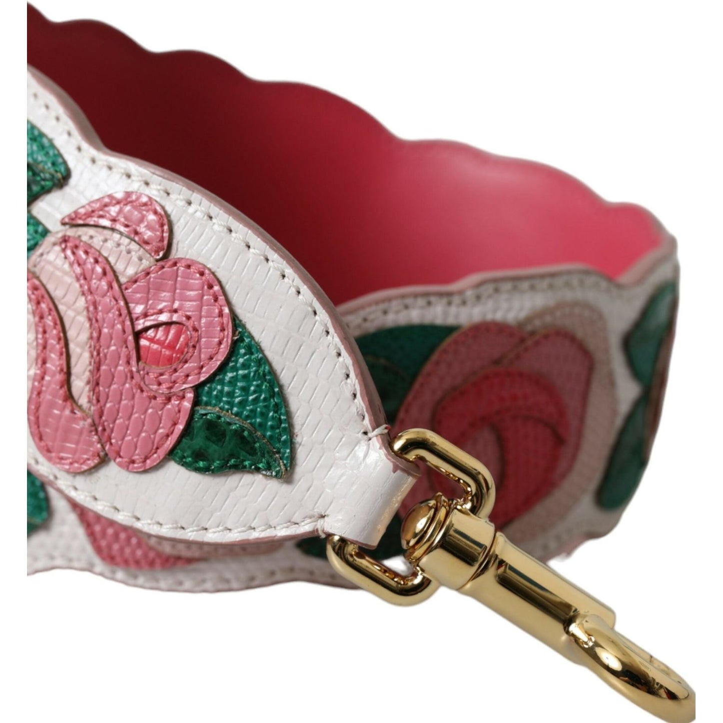 Dolce & Gabbana White Floral Leather Accessory Shoulder Strap WMB312#