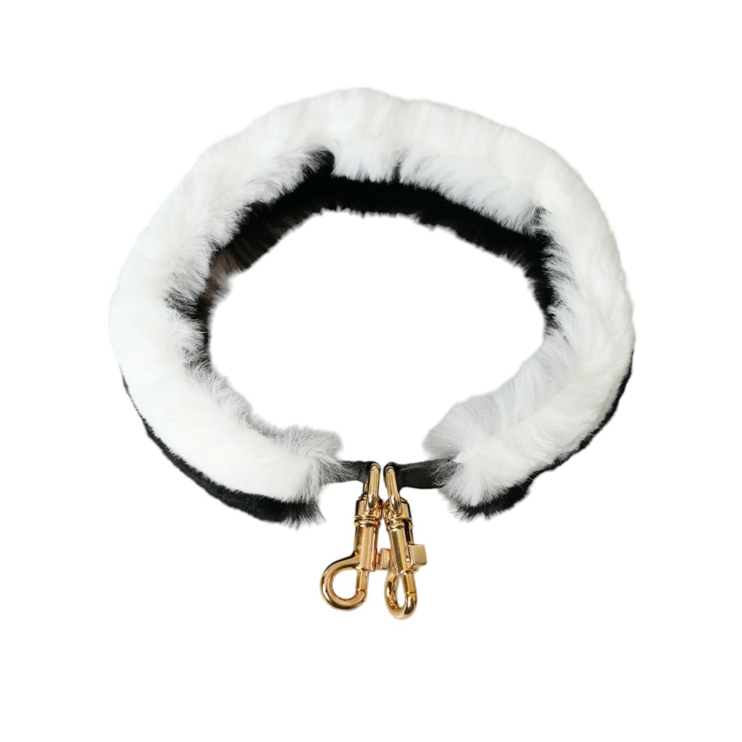 Dolce & Gabbana Black White Lapin Fur Accessory Shoulder Strap