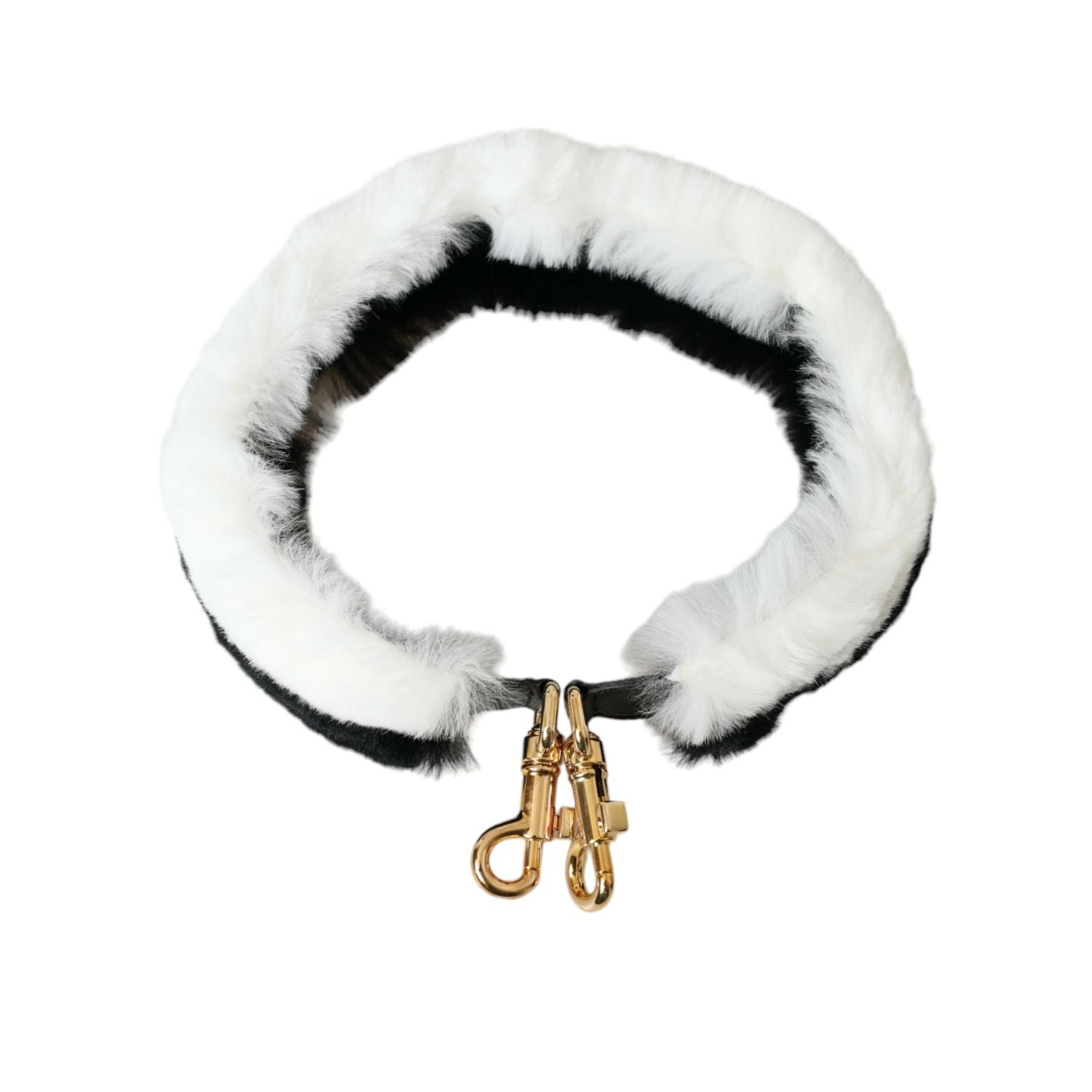 Dolce & Gabbana Black White Lapin Fur Accessory Shoulder Strap