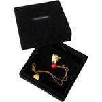 Dolce & Gabbana Gold Brass Chain Dog Heart Pendant Charm Necklace Necklace