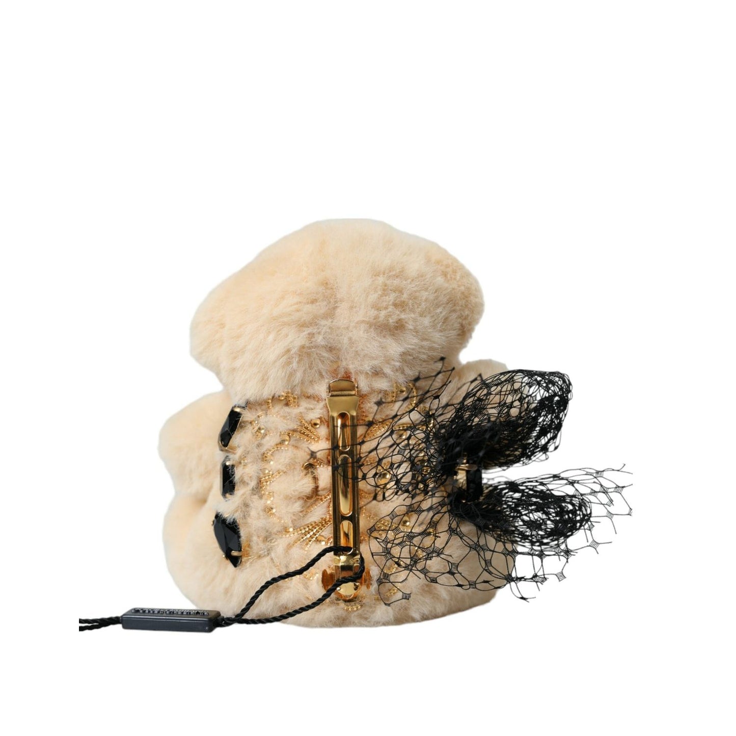 Dolce & Gabbana Beige Teddy Bear Mesh Net Band Hair Clip SMY101425