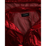 Dolce & Gabbana Red Nylon Hooded Pullover Sweatshirt Jacket JKT3844-54
