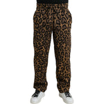 Dolce & Gabbana Brown Leopard Print Polyester Jogger Pants Dolce & Gabbana Black